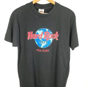 Vtg Hard Rock Cafe New York Graphic T-Shirt Men's Large Black Distressed USA